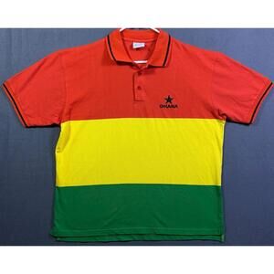 Monaco GH Durable Star Shirt Mens Large Red Yellow Gr. Ghana Polo Team World Cup